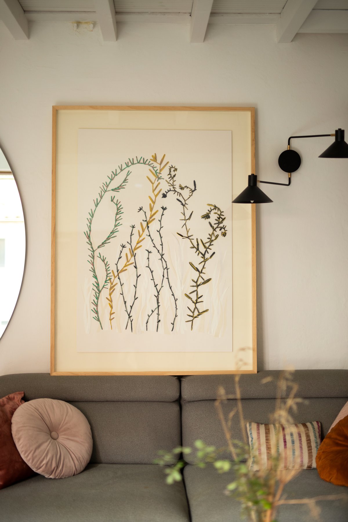 Tableau brodé, broderie d'art, grand format, oeuvre unique